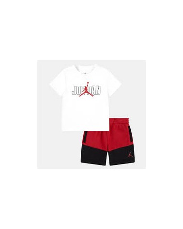 Camiseta+Pantalón Corto Jordan Stacked Mixed Blanco